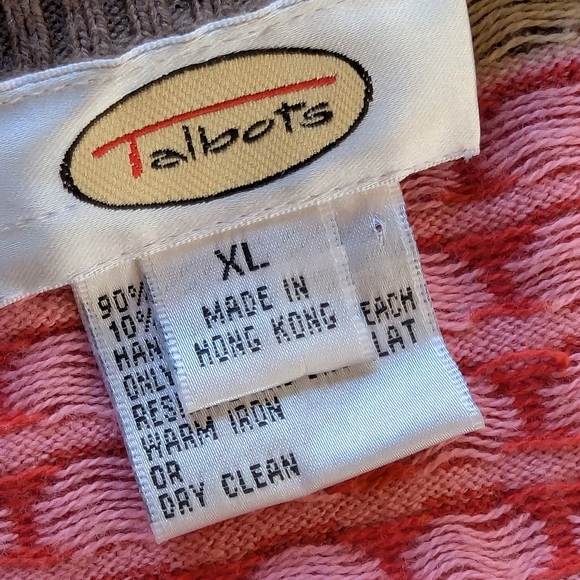 Talbots Mod Retro Print Cardigan Sweater | Cashmere Blend Vintage 90s Knit XL‎ - Picture 4 of 7